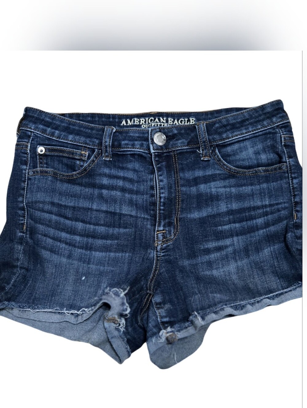 American Eagle Outfitters Dark Indigo Distressed Denim Cutoff Shorts Size 10